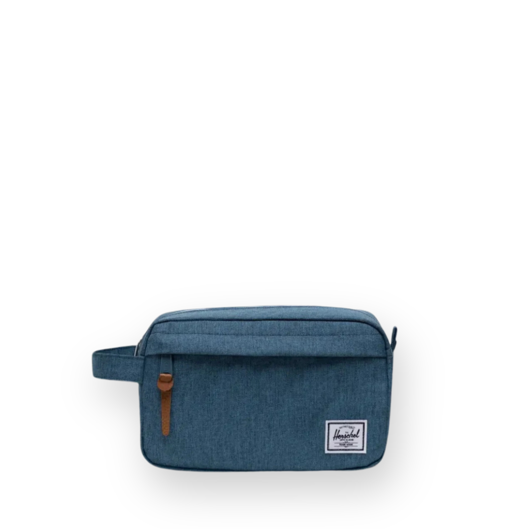 HERSCHEL CHAPTER SMALL TRAVEL KIT IN COPEN BLUE CROSSHATCH