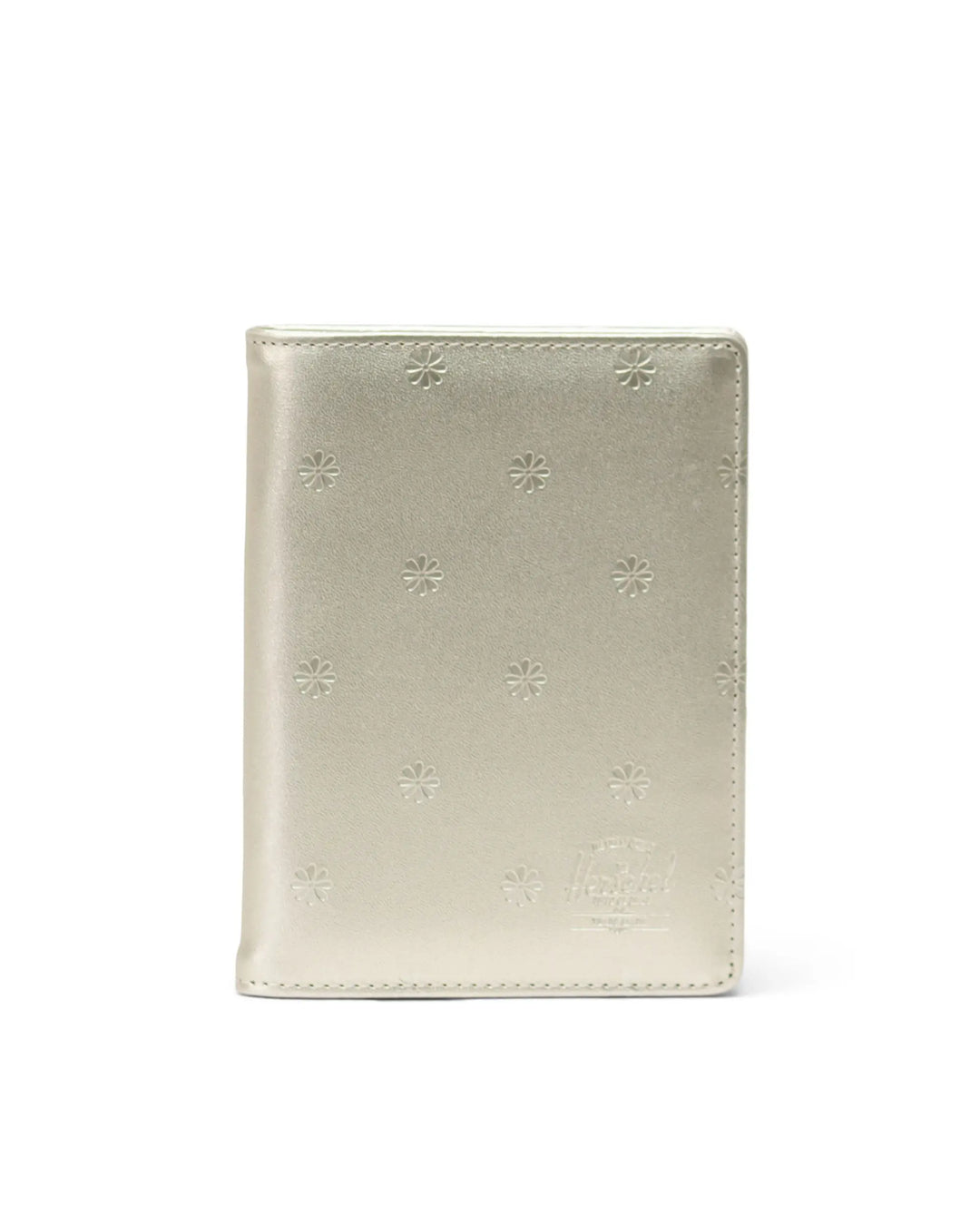 HERSCHEL - RAYNOR PASSPORT HOLDER IN CHAMPAGNE METALLIC FLORAL VEGAN LEATHER