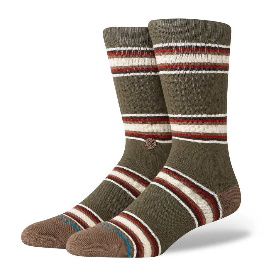 STANCE - HILL TOP CREW SOCK IN DARK GREEN