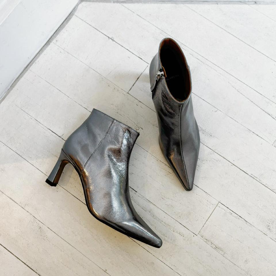 ANGEL ALARCON - HAMIA BOOTIE IN STEEL METALLIC LEATHER