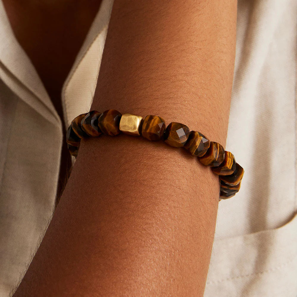 DEAN DAVIDSON - NOMAD BEADED BRACELET IN TIGER EYE/GOLD