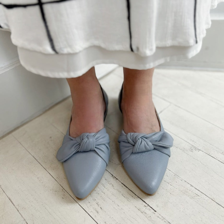 BUENO - IVORY FLAT IN POWDER BLUE LEATHER