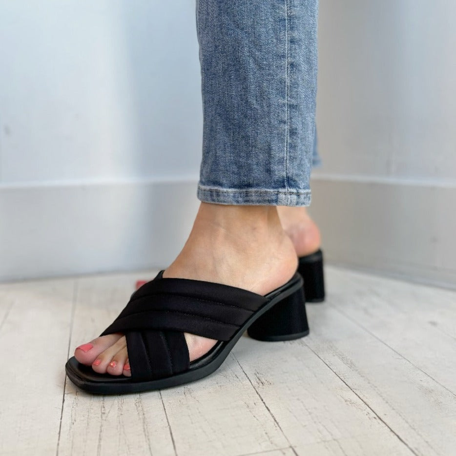 CAMPER - KIARA HEELED SANDAL K201540-004 IN BLACK TEXTILE