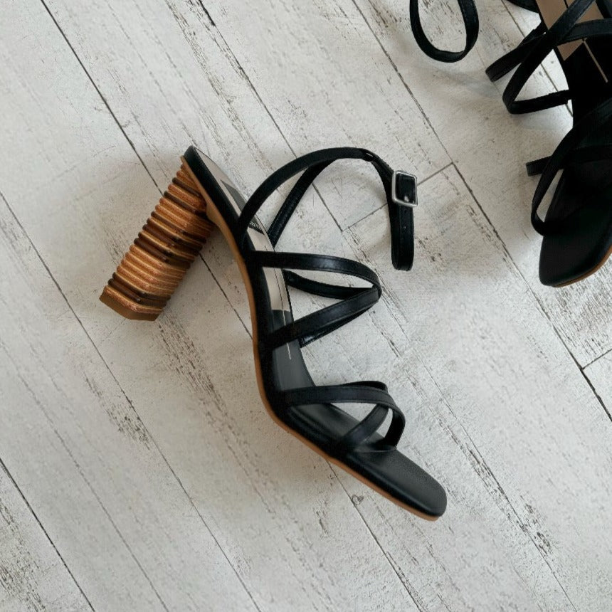 DOLCE VITA - JENKO HEELED SANDAL IN BLACK LEATHER