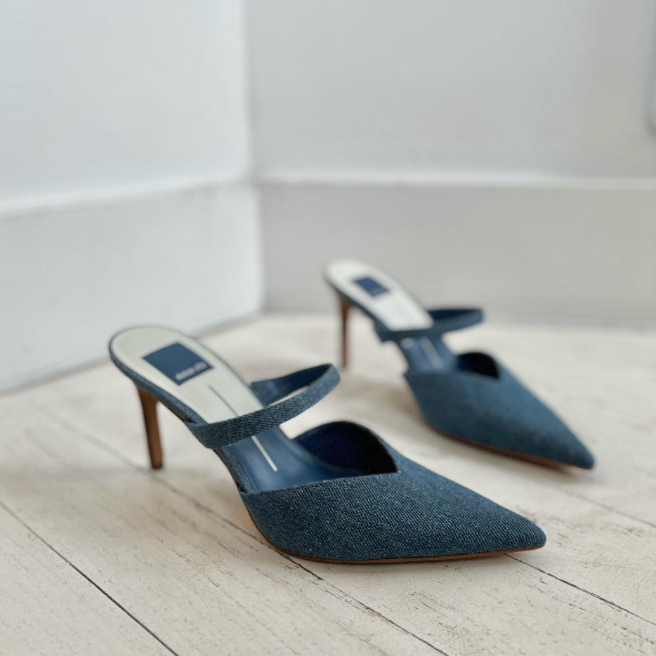 DOLCE VITA - KANIKA MULE PUMP IN BLUE DENIM TEXTILE