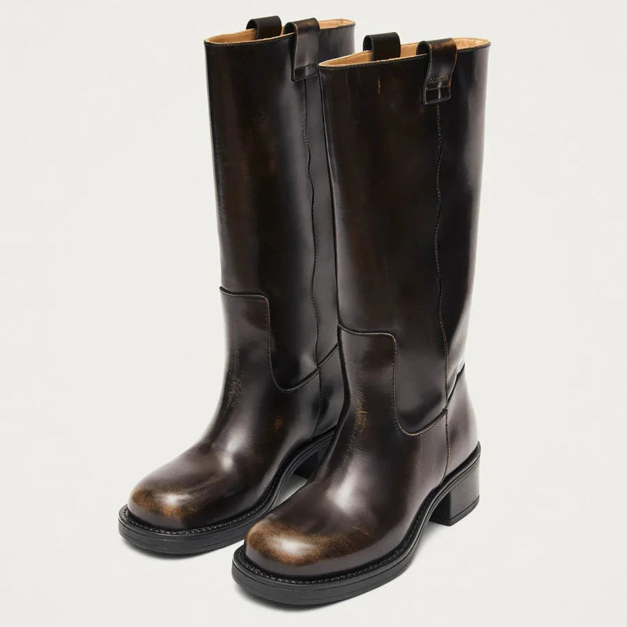 ALOHAS - SAJAN TALL BOOT IN BROWN LEATHER