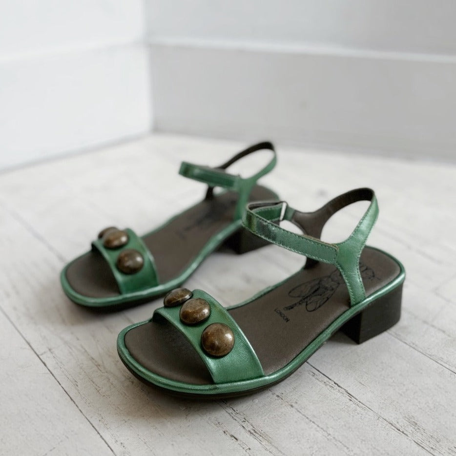 FLY LONDON - EXIE487FLY SANDAL IN METALLIC GREEN LEATHER