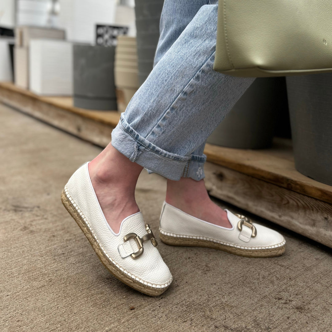 ATELIERS - PARIS ESPADRILLE LOAFER IN WHITE LEATHER