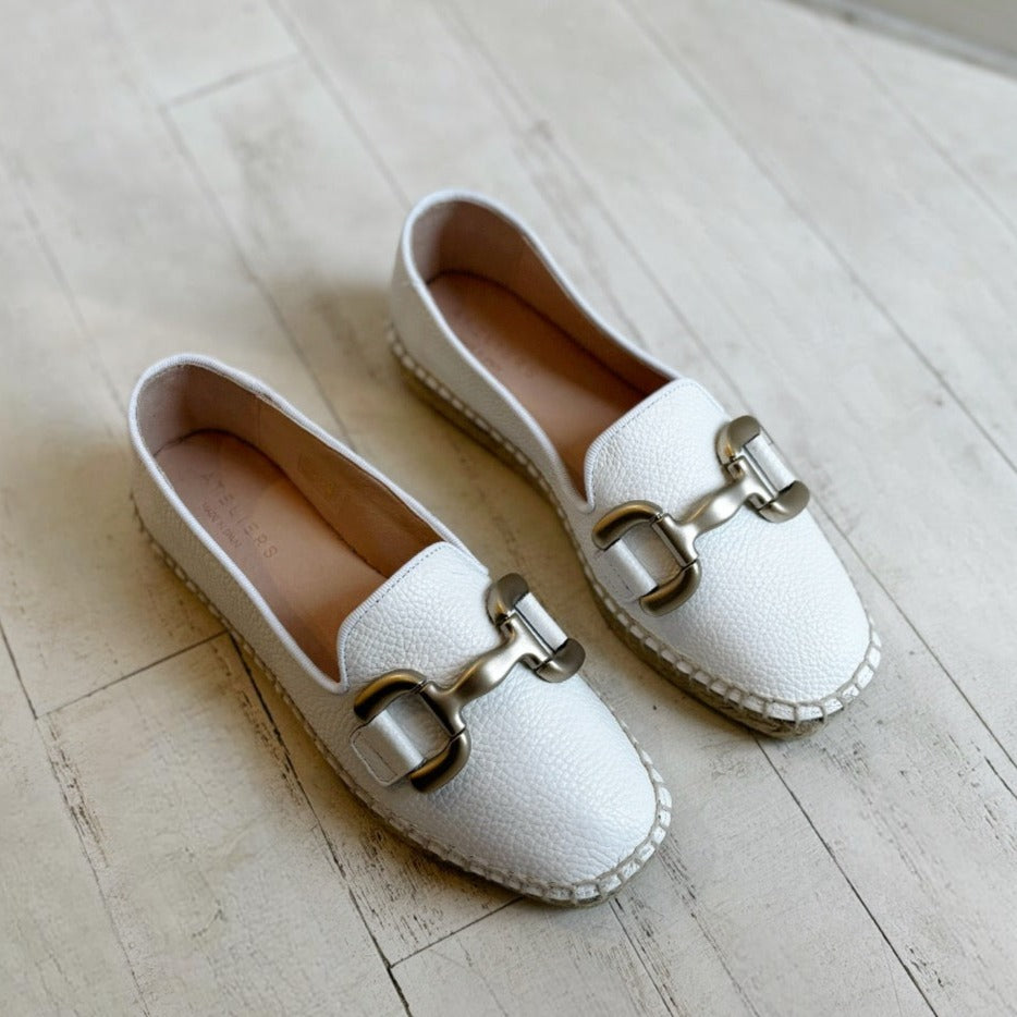 ATELIERS - PARIS ESPADRILLE LOAFER IN WHITE LEATHER