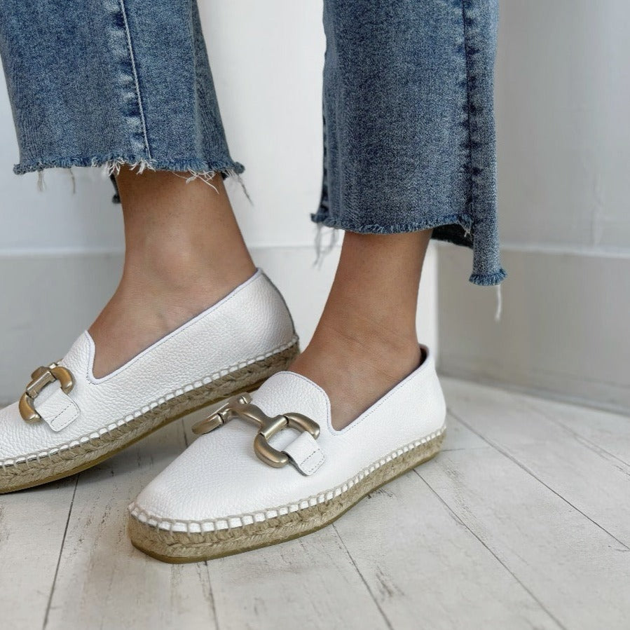 ATELIERS - PARIS ESPADRILLE LOAFER IN WHITE LEATHER