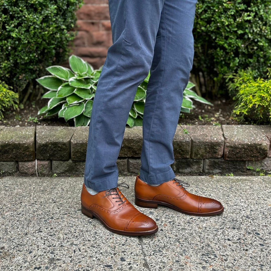 JOHNSTON & MURPHY - CONARD 2.0 CAP TOE LACE UP IN TAN LEATHER