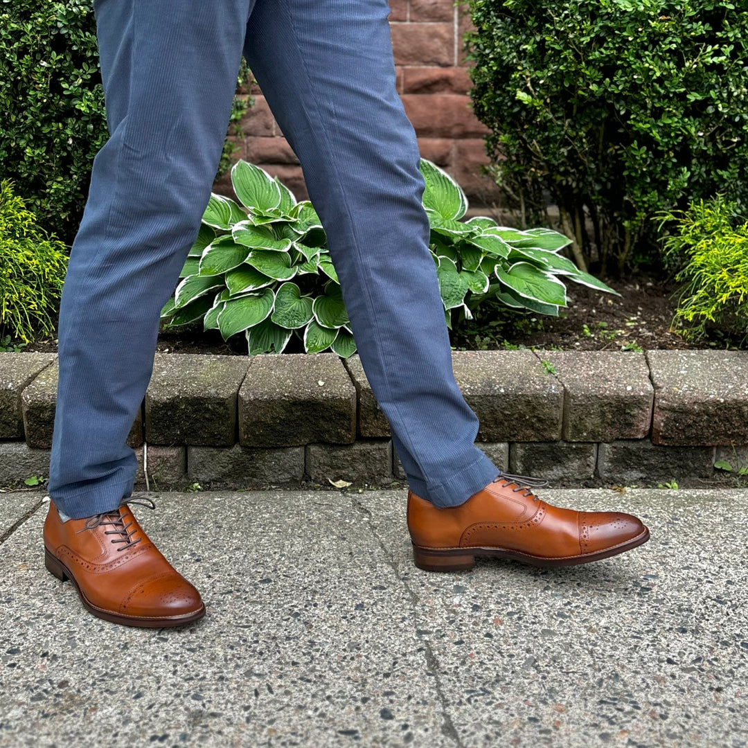 JOHNSTON & MURPHY - CONARD 2.0 CAP TOE LACE UP IN TAN LEATHER