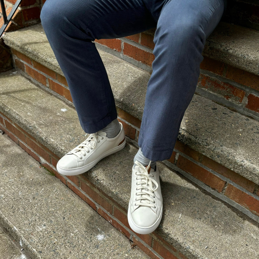 JOHNSTON & MURPHY - BANKS SNEAKER IN WHITE LEATHER