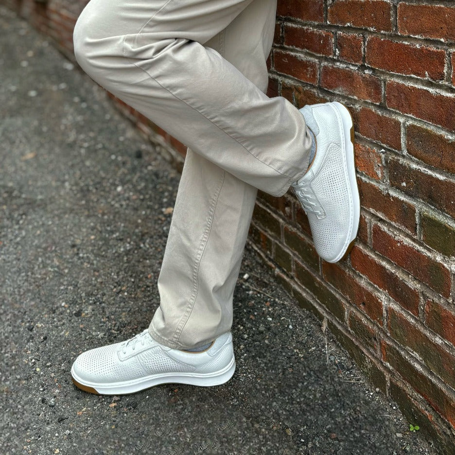 JOHNSTON & MURPHY - DAXTON SNEAKER IN WHITE LEATHER