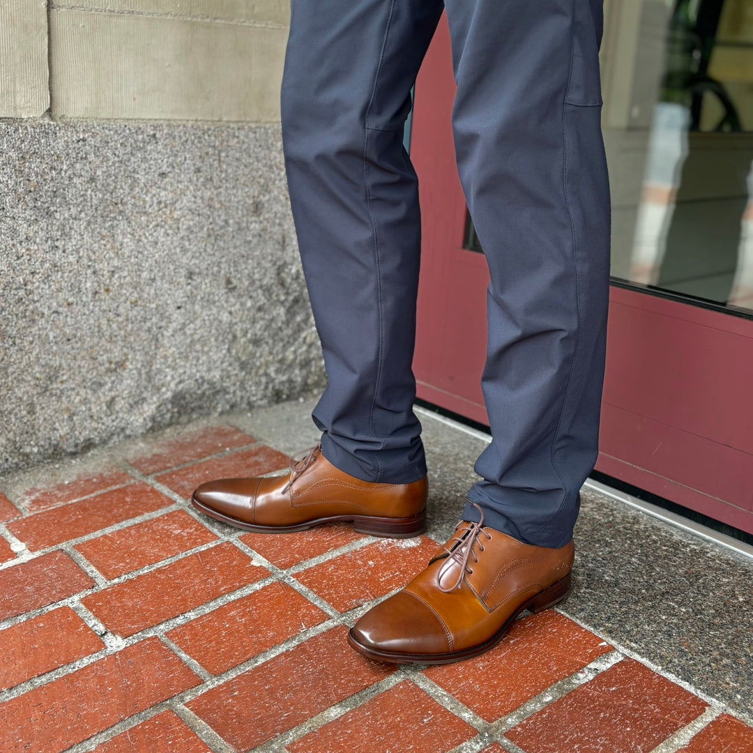 JOHNSTON & MURPHY - MCCLAIN CAP TOE LACE UP IN TAN LEATHER