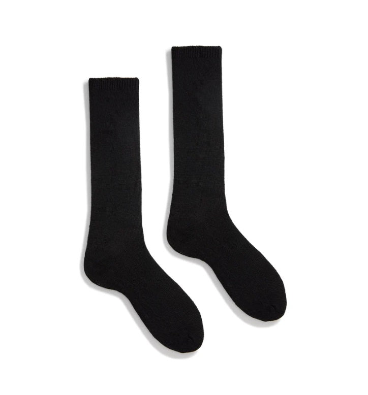 LISA B. - WOMEN'S SOLID WOOL CREW SOCK IN BLACK CASHMERE