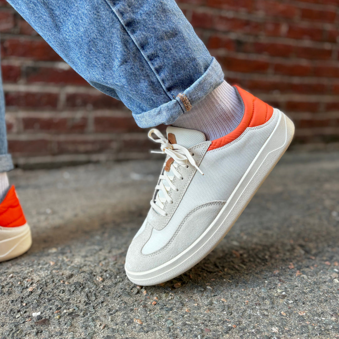 OLUKAI - PUNINI SNEAKER IN OFF WHITE/MOLTEN ORANGE TEXTILE