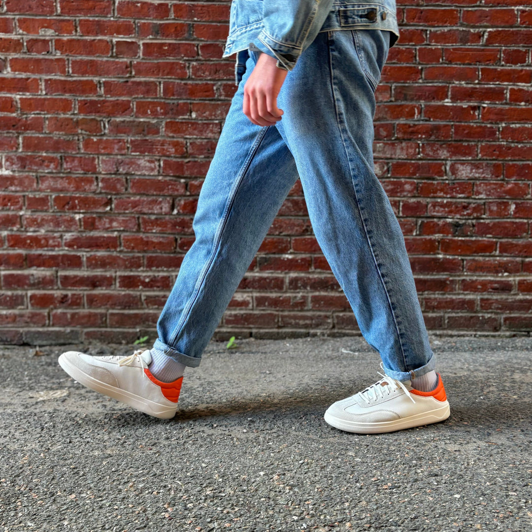 OLUKAI - PUNINI SNEAKER IN OFF WHITE/MOLTEN ORANGE TEXTILE