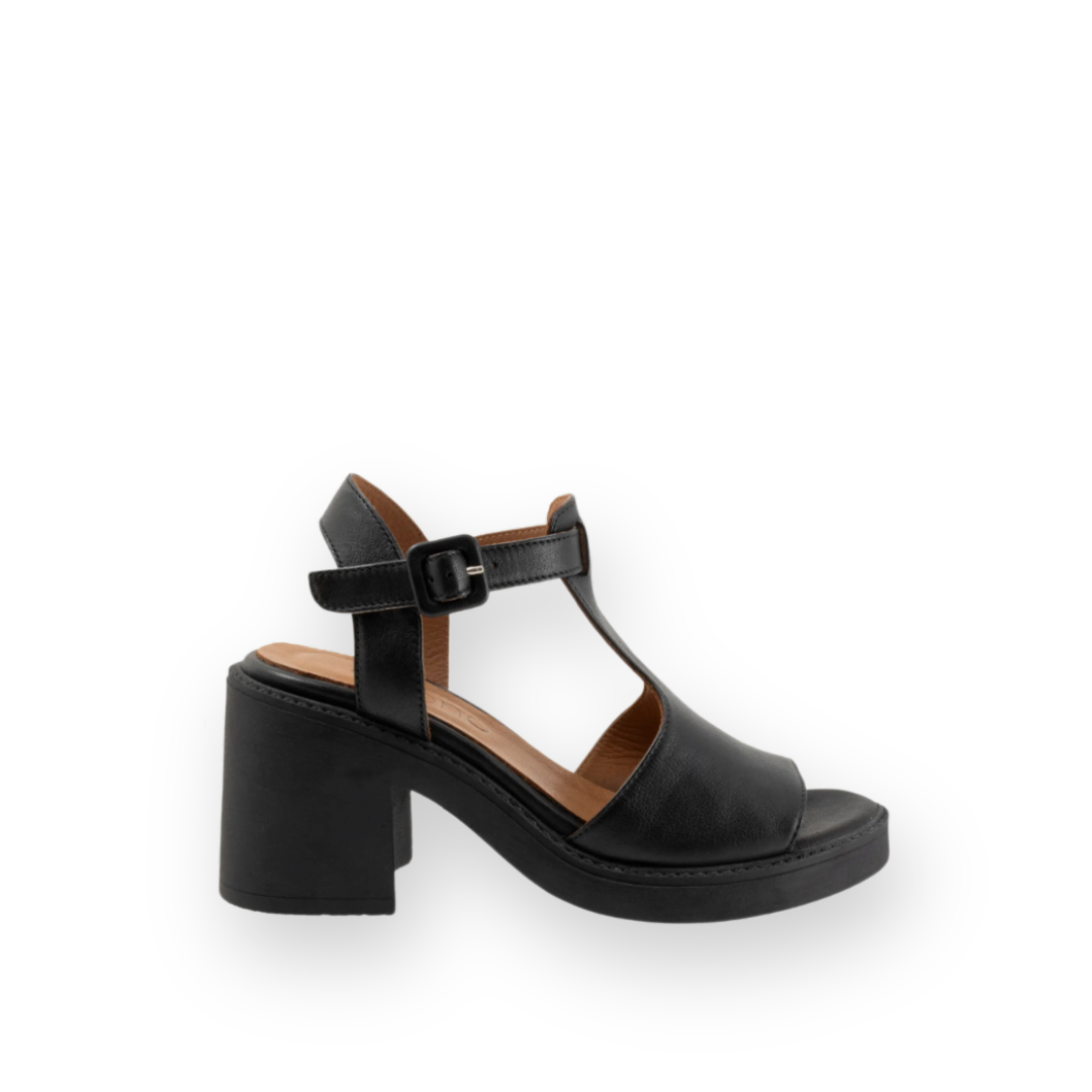 BUENO - MCKENZIE HEELED SANDAL IN BLACK LEATHER