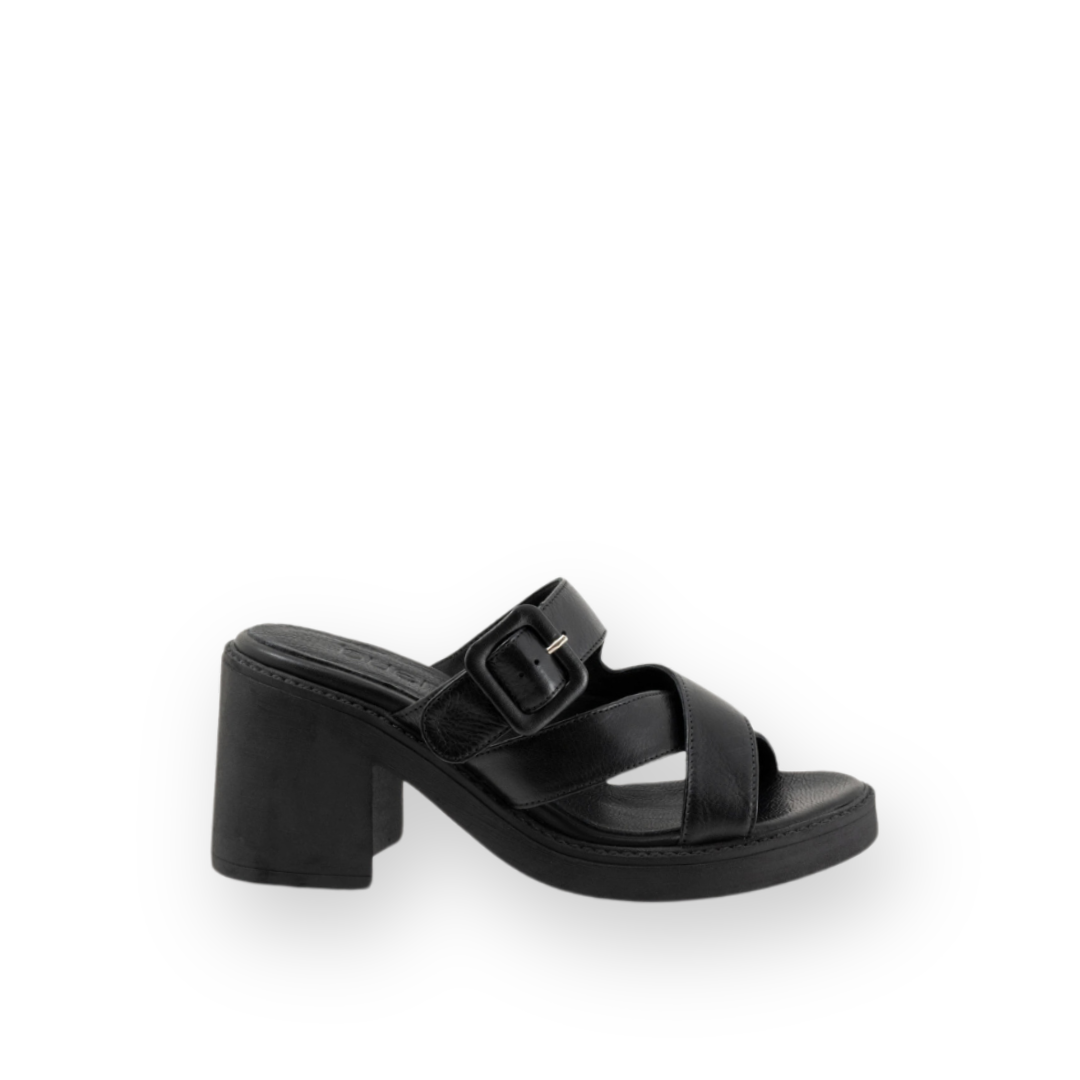 BUENO - MILAN HEELED SANDAL IN BLACK LEATHER