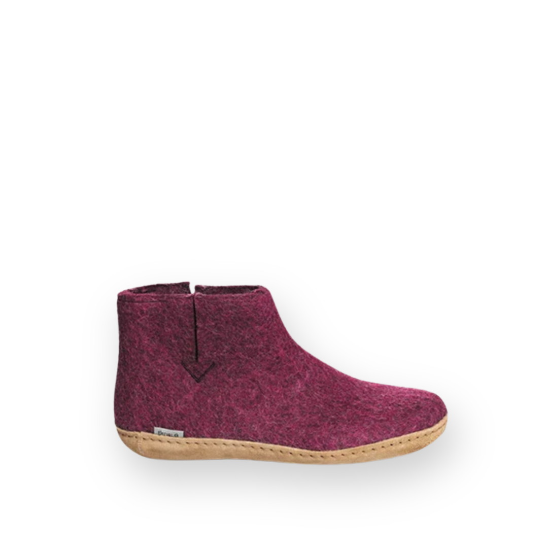 GLERUPS - BOOT LEATHER SOLE IN CRANBERRY LEATHER WOOL