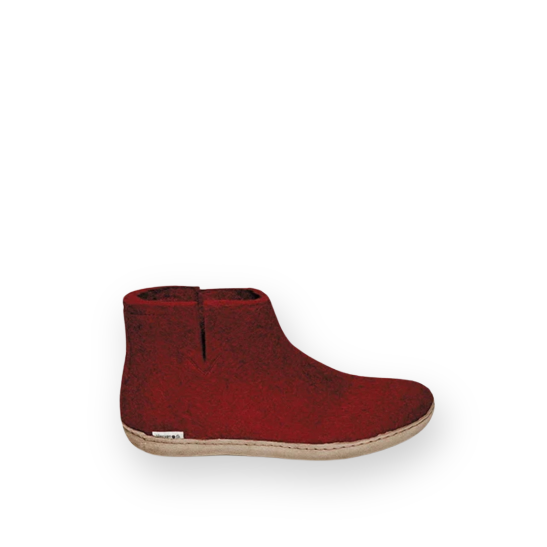 GLERUPS - BOOT LEATHER SOLE IN RED WOOL