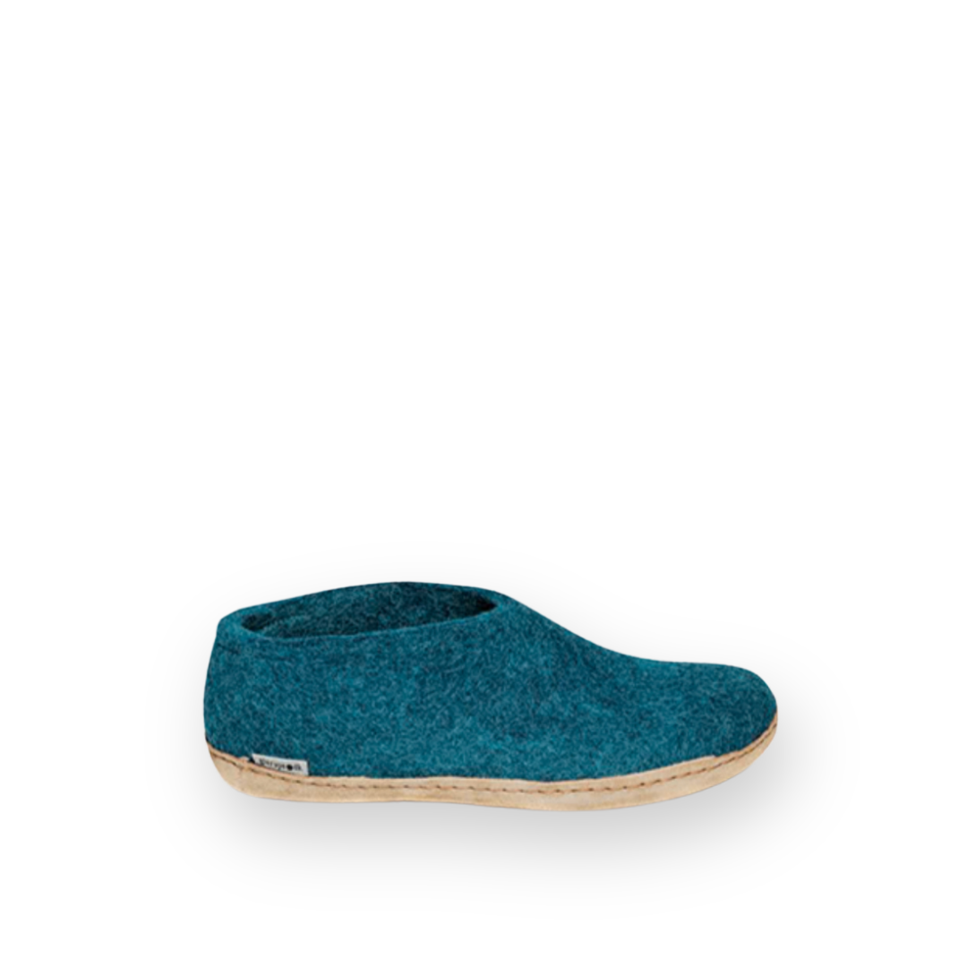 GLERUPS - SHOE LEATHER SOLE IN PETROL WOOL