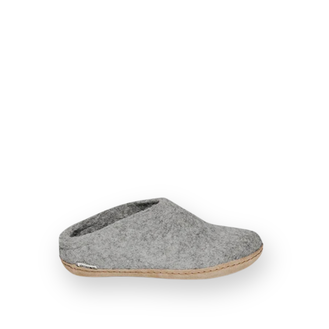 GLERUPS - SLIP ON LEATHER SOLE IN GREY WOOL