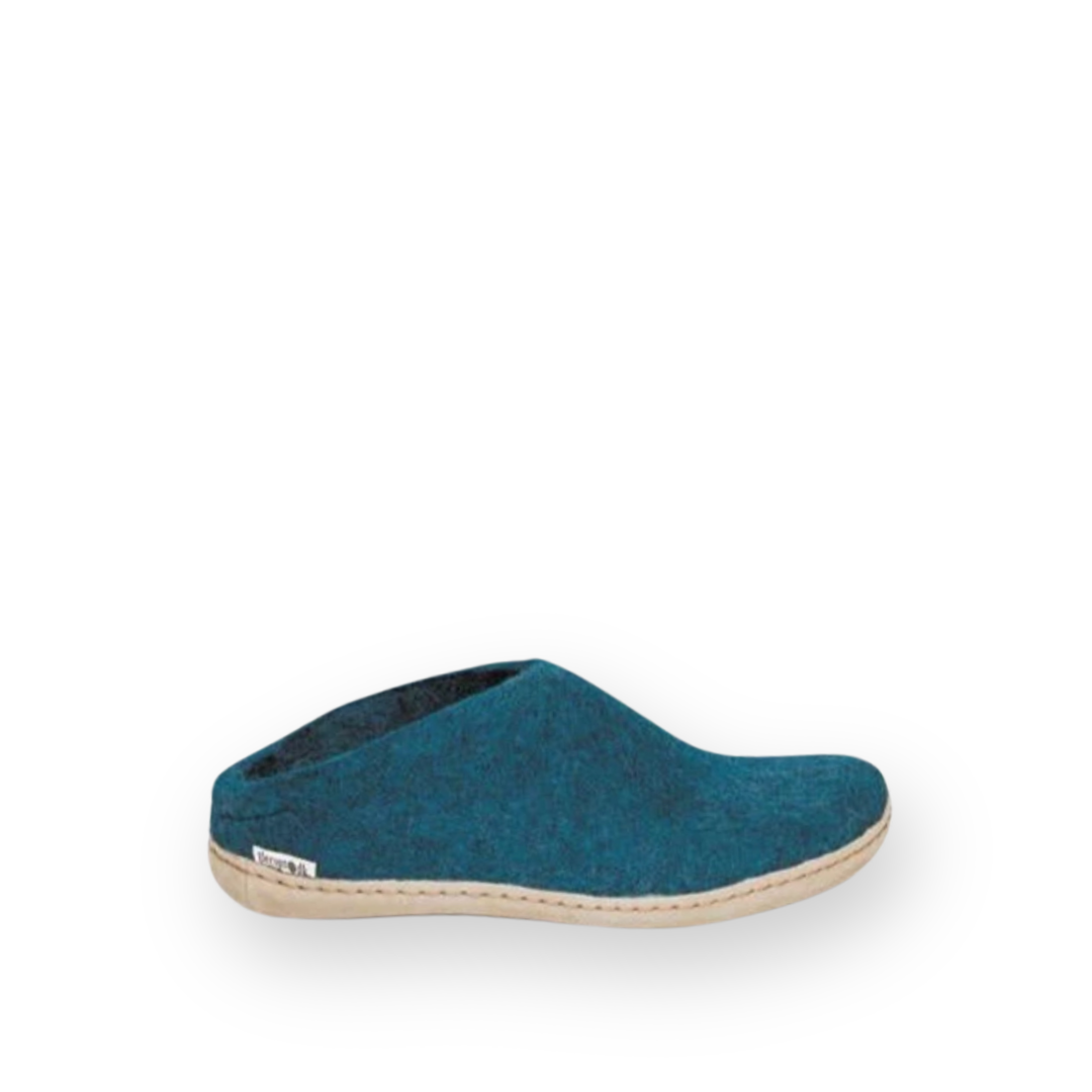 GLERUPS - SLIP ON LEATHER SOLE IN PETROL WOOL