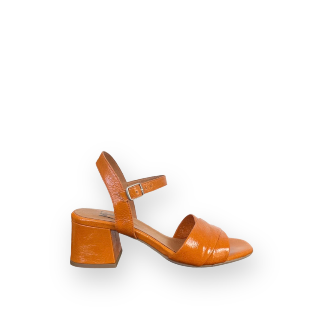 MIZ MOOZ - BELA HEELED SANDAL IN TANGERINE PATENT LEATHER