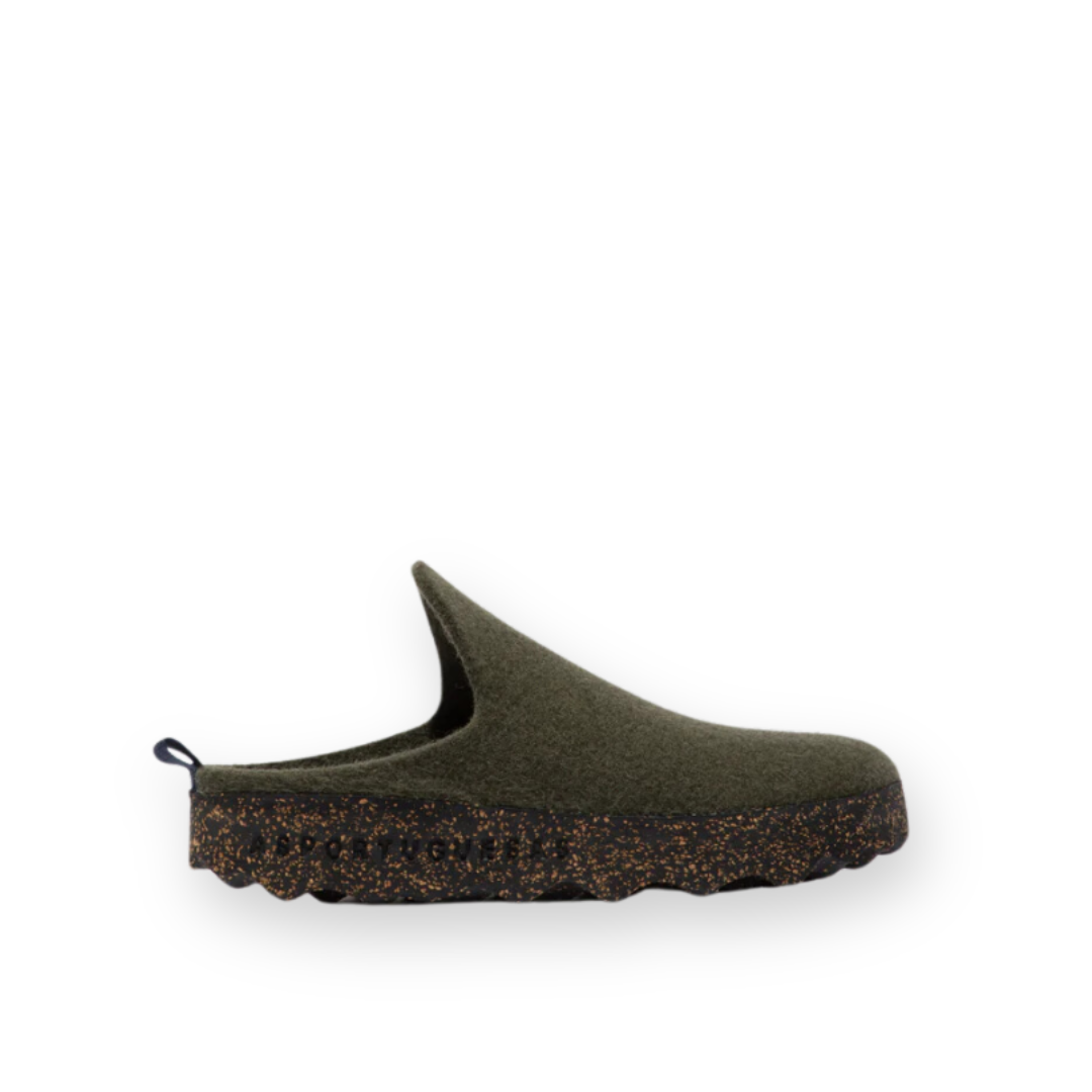 ASPORTUGUESAS - WOMEN'S COME MULE IN MILITARY GREEN WOOL