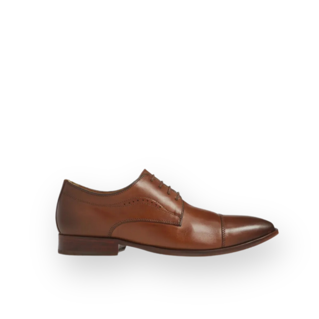 JOHNSTON & MURPHY - MCCLAIN CAP TOE LACE UP IN TAN LEATHER