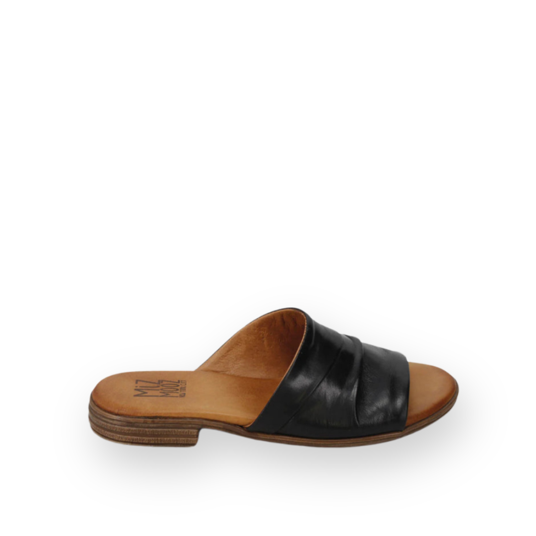 MIZ MOOZ - DELILAH SLIDE SANDAL IN BLACK LEATHER