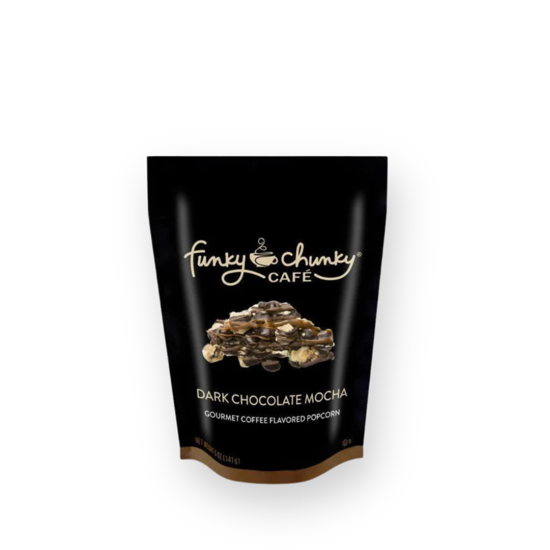 FUNKY CHUNKY CAFE - GOURMET COFFEE FLAVOURED POPCORN IN DARK CHOCOLATE MOCHA - 5OZ