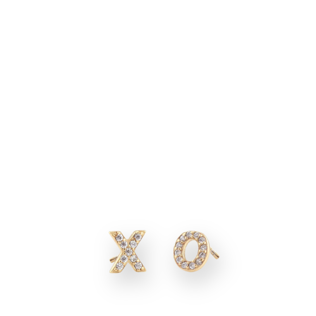 KRIS NATIONS - XO CRYSTAL STUD EARRINGS IN GOLD