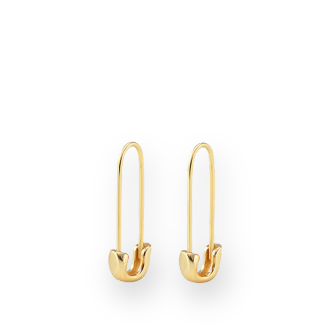 KRIS NATIONS - SAFETY PIN HOOP EARRINGS IN GOLD