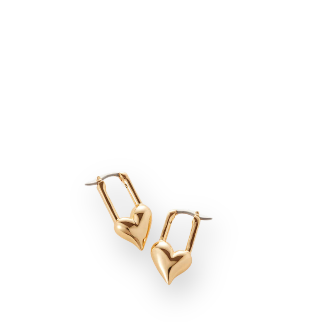 JENNY BIRD - PADLOCK HEART HUGGIES EARRING IN GOLD