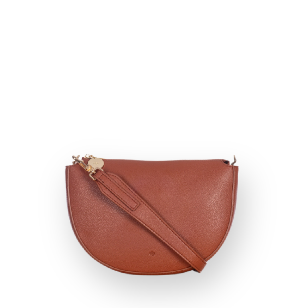 ELA HANDBAG - EVELYN BAG IN WALNUT PEBBLED VEGAN LEATHER