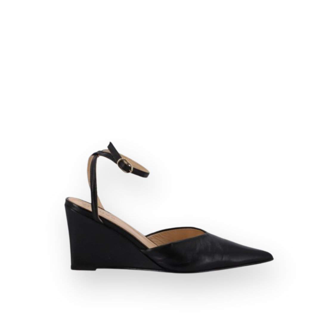 ALOHAS - POLLY WEDGE PUMP IN BLACK LEATHER