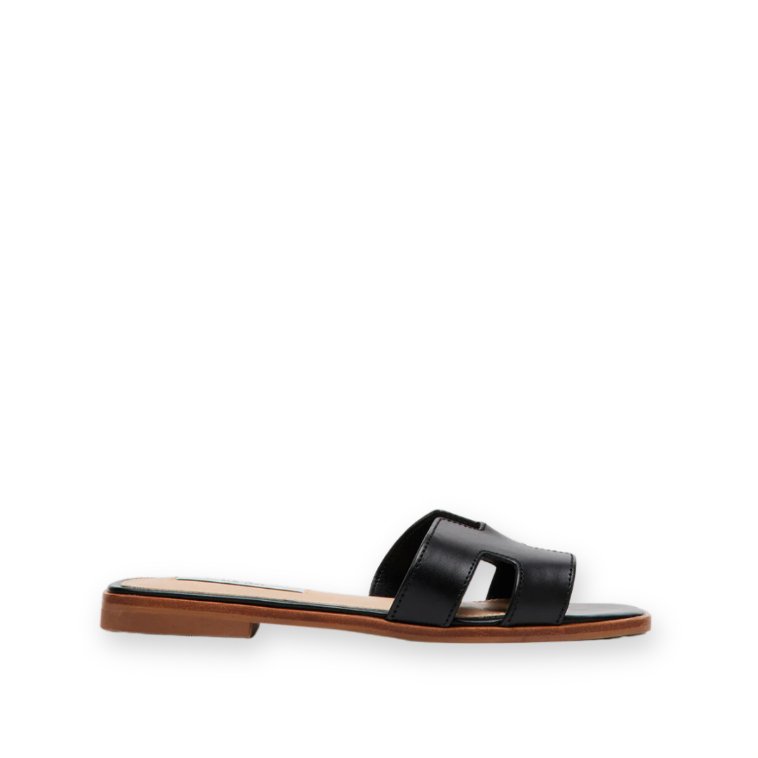 STEVE MADDEN - HADYN SLIDE SANDAL IN BLACK LEATHER