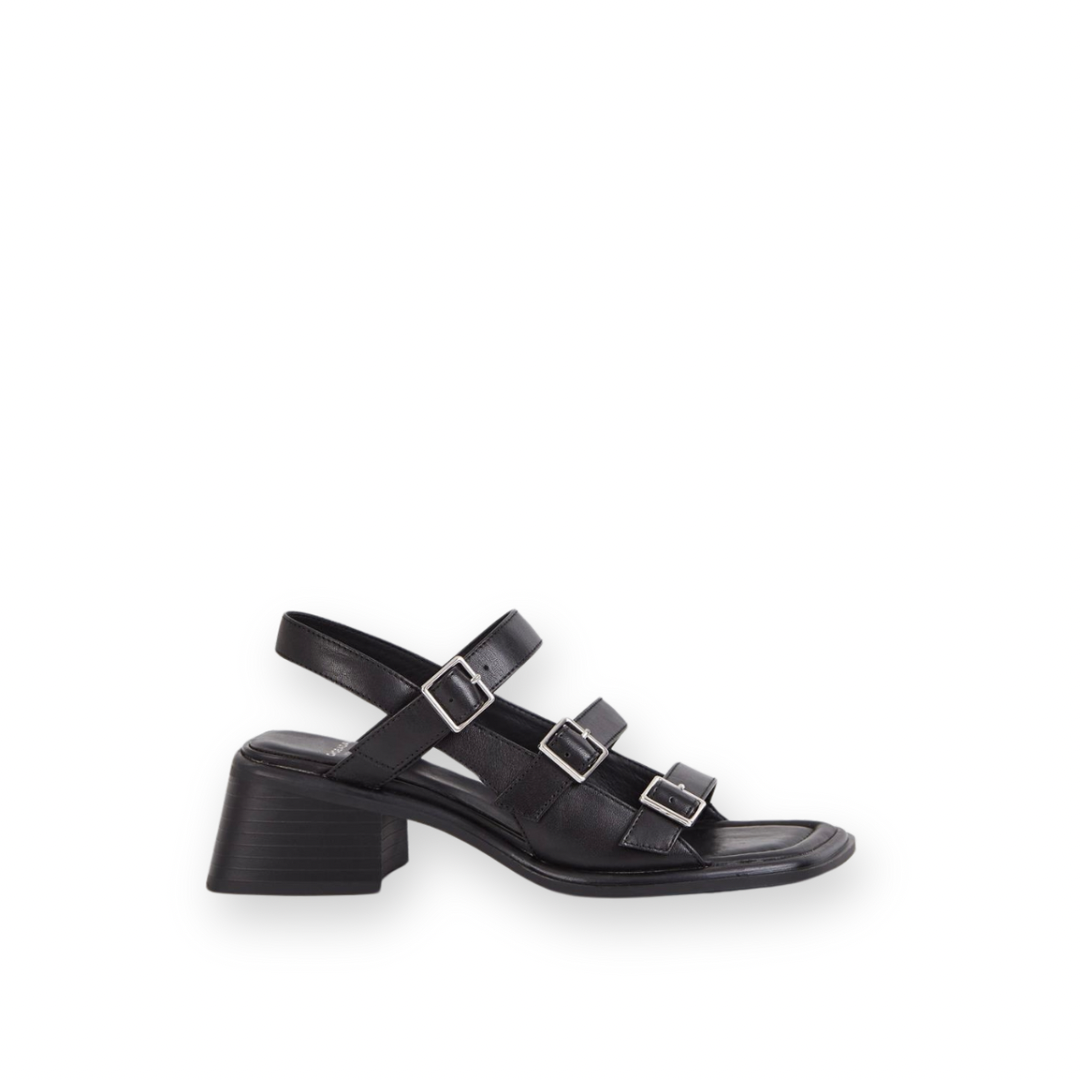 VAGABOND - INES HEELED SANDAL IN BLACK LEATHER