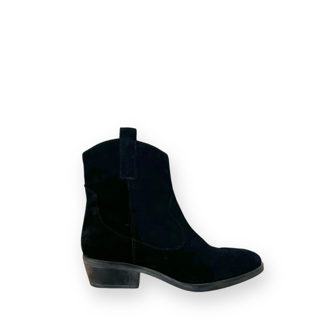 ATELIERS - DERREN WESTERN BOOTIE IN BLACK SUEDE