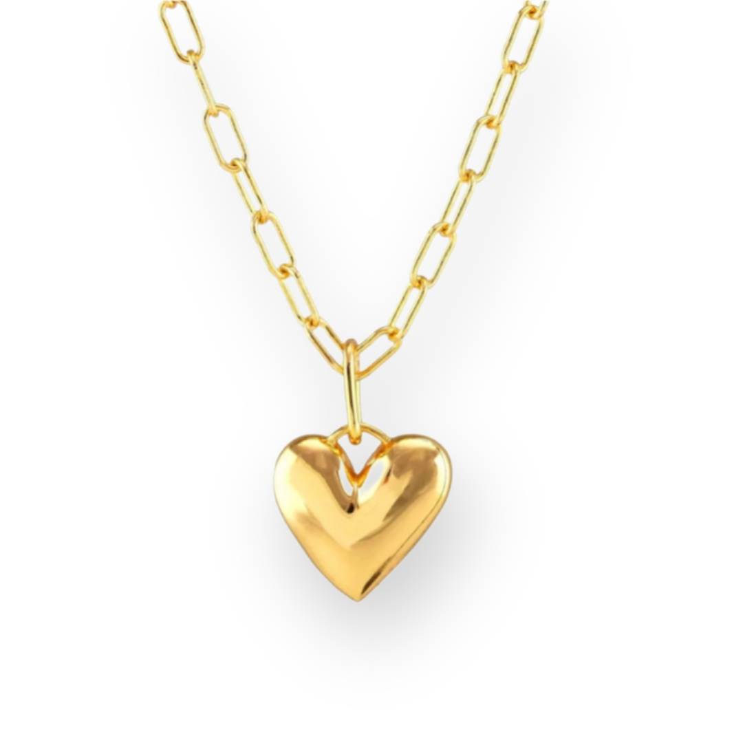 KRIS NATIONS - PUFFYHEART CHARM NECKLACE IN 18K GOLD VERMEIL