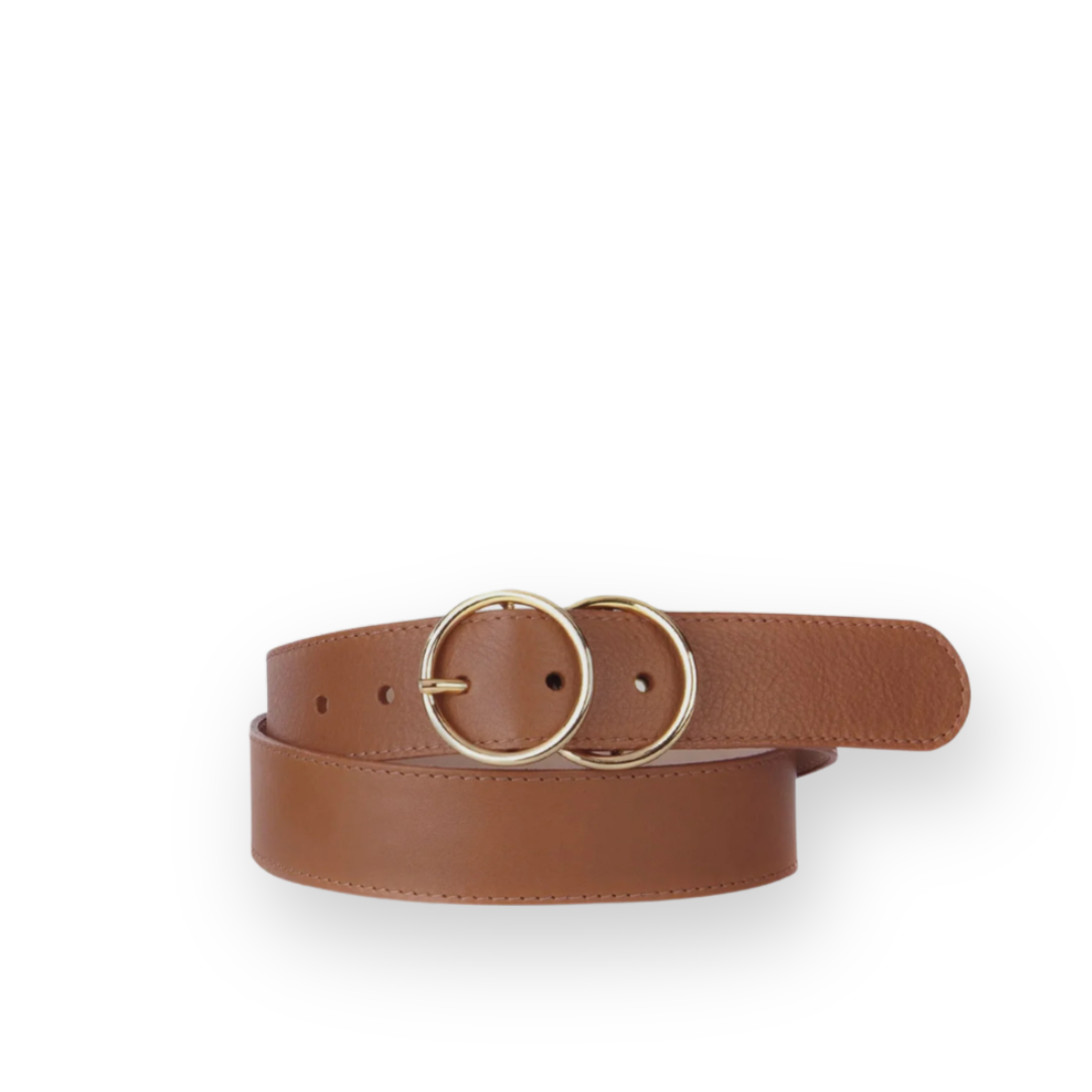 BRAVE LEATHER - WOMEN'S YAHOLO BELT IN TAN LEATHER/GOLD HARDWARE