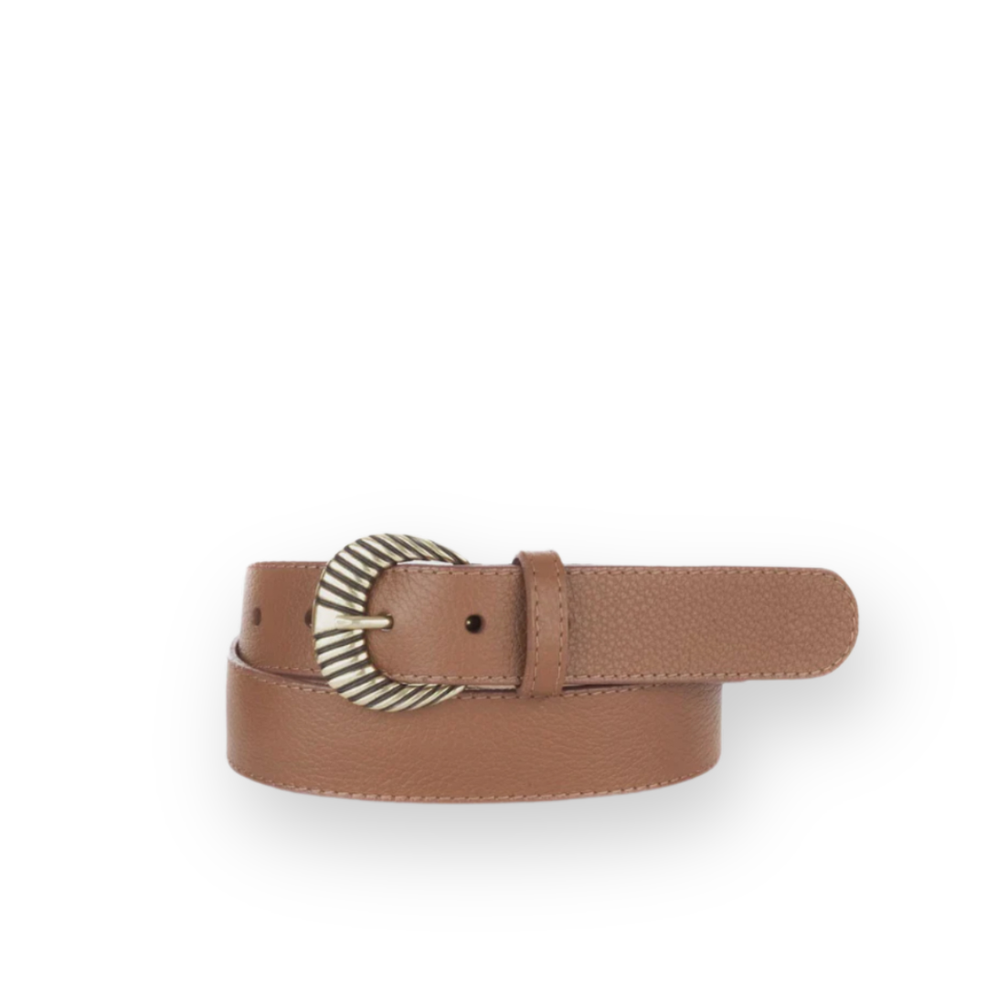 BRAVE LEATHER - WOMEN'S LISETTE BELT IN SPICE LEATHER/GOLD HARDWARE