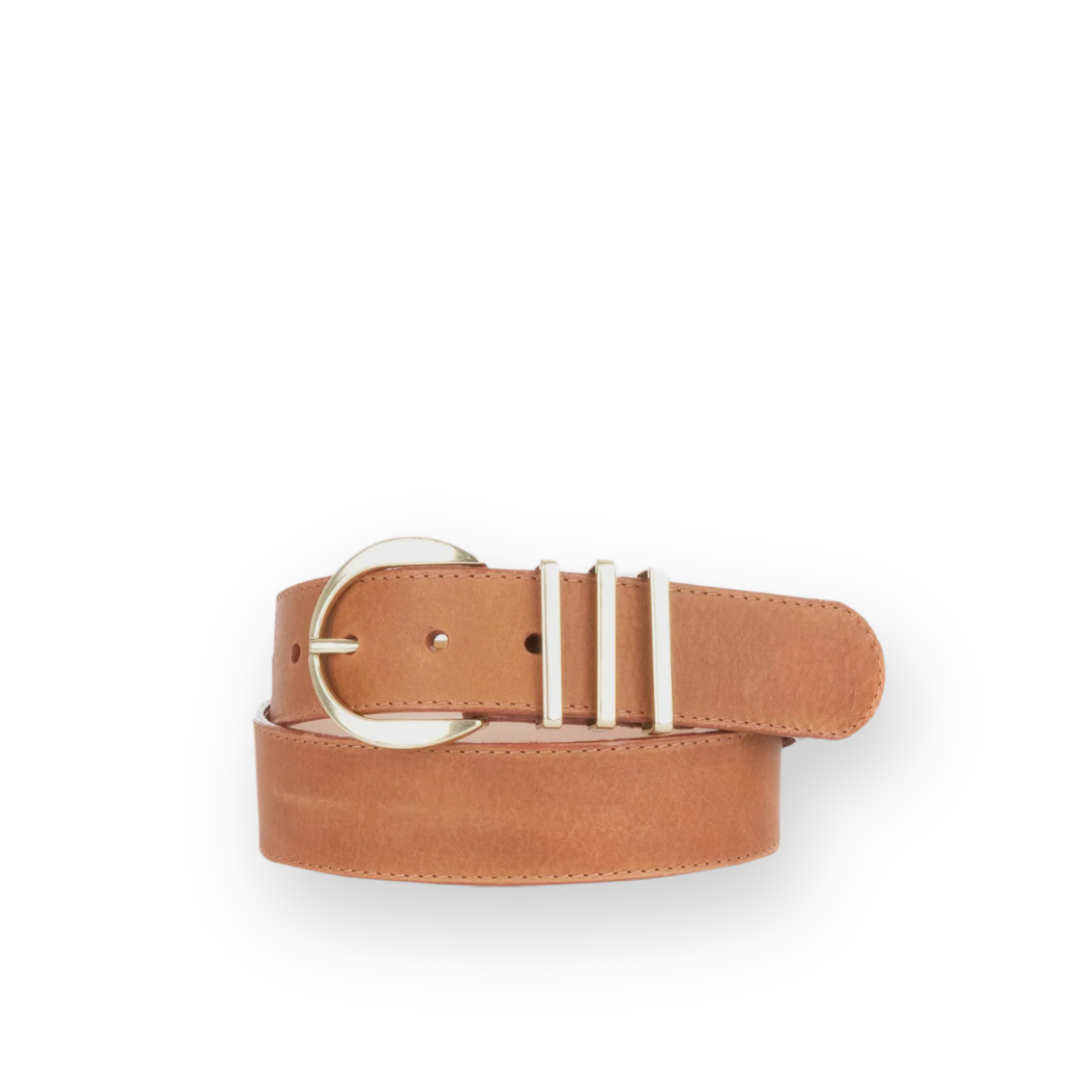 BRAVE LEATHER - WOMEN'S KIKU BELT IN BRONZE LEATHER/GOLD HARDWARE