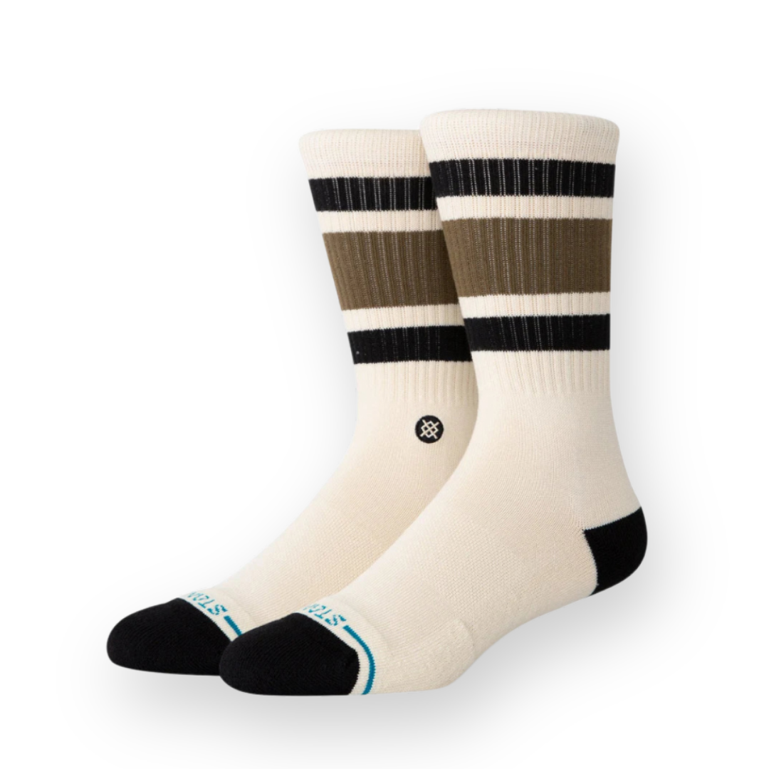 STANCE - BOYD CREW SOCK IN OLIVE/CREAM