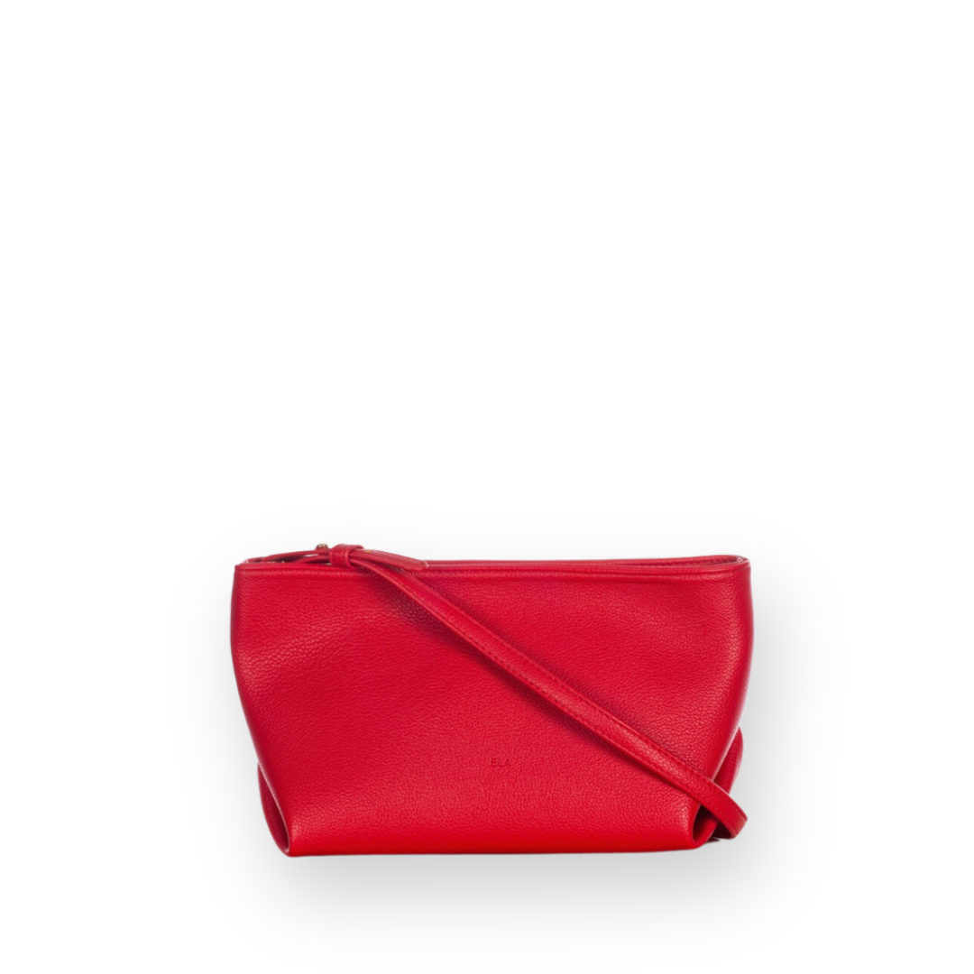 ELA HANDBAGS - FIONA BAG IN RED PEBBLED VEGAN LEATHER