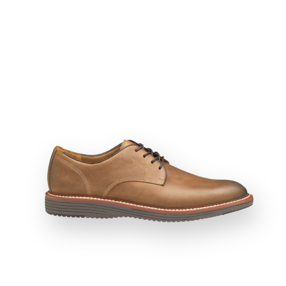 JOHNSTON MURPHY - UPTON PLAIN TOE LACE UP IN TAN OILED FULL GRAIN LEATHER