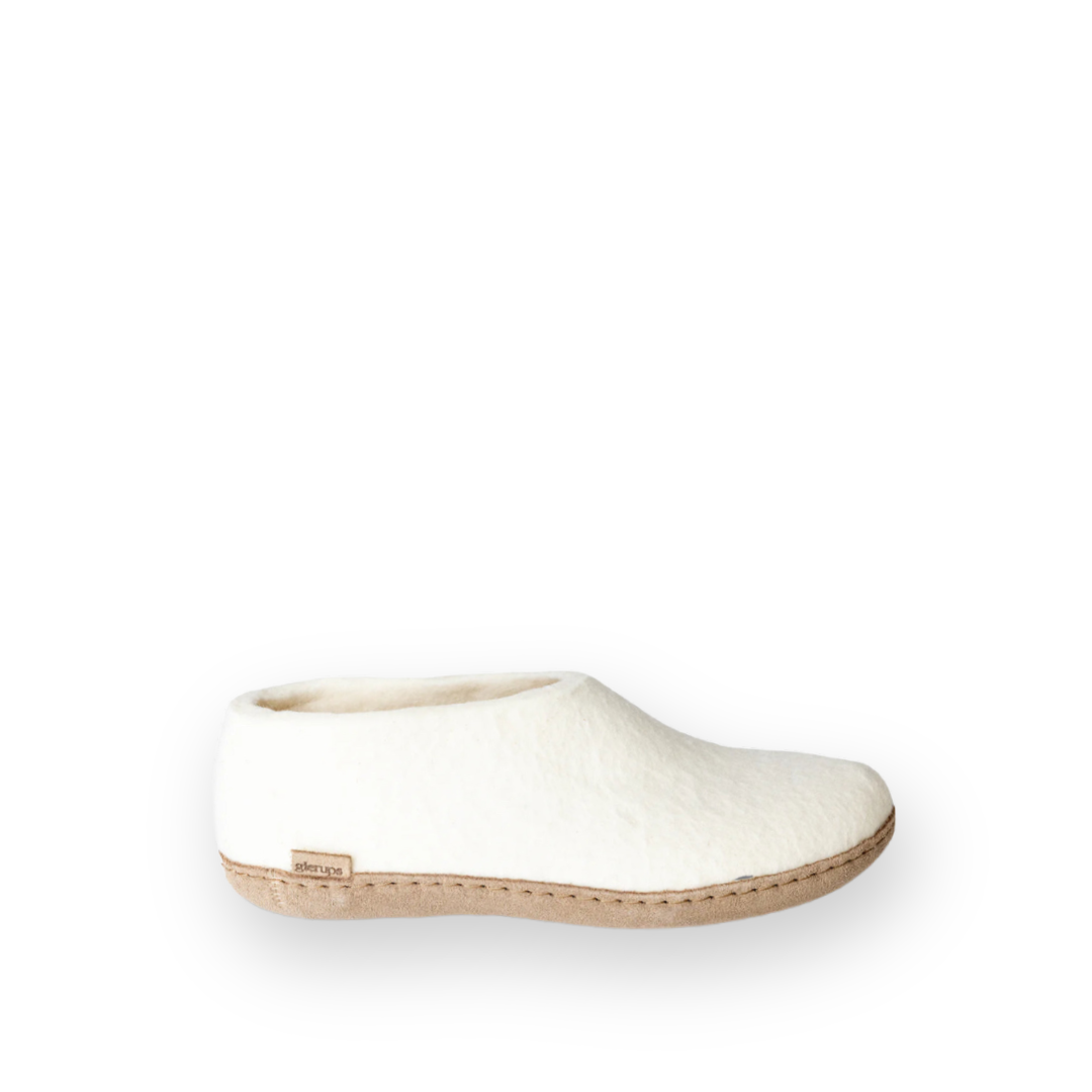 GLERUPS - SHOE LEATHER SOLE IN WHITE WOOL